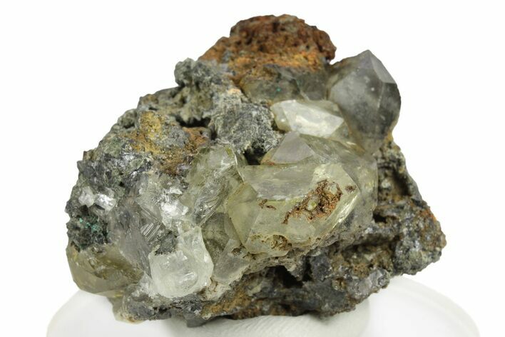 Rare, Glassy Yellow Anglesite Crystals on Galena - Morocco #251493